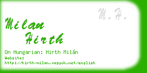 milan hirth business card